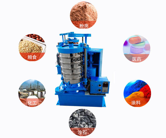 拍擊式標(biāo)準(zhǔn)振篩機(jī)適用范圍：粉狀，醫(yī)藥，糧食，石沙，化工，涂料等