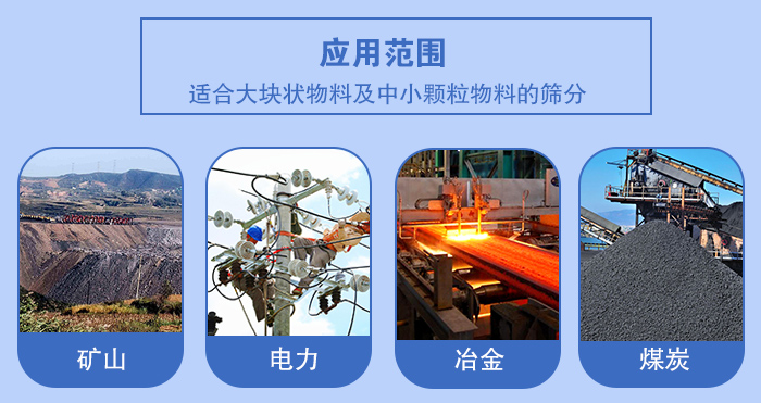 礦業(yè)振動篩應(yīng)用行業(yè)：適合大塊狀物料及中小顆粒物料的篩分：礦山，電力，冶金，煤炭等。