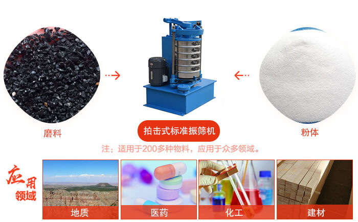 拍擊篩適用于多種物料顆粒狀，粉狀，不規(guī)則物料的篩分。